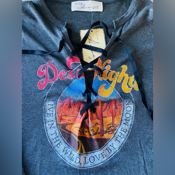 Vintage Havana bell sleeve lace up desert nights top - Picture 8 of 8